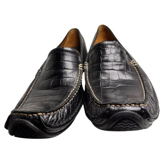 H.S. Trask Shoes Mens Size 10 Croc Embossed Driving Loafer Old Money Moc Leather - Picture 14 of 15